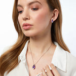 Load image into Gallery viewer, Sterling Silver &amp; Amethyst Cubic Zirconia Faceted Heart - JOOLS By Jenny Brown
