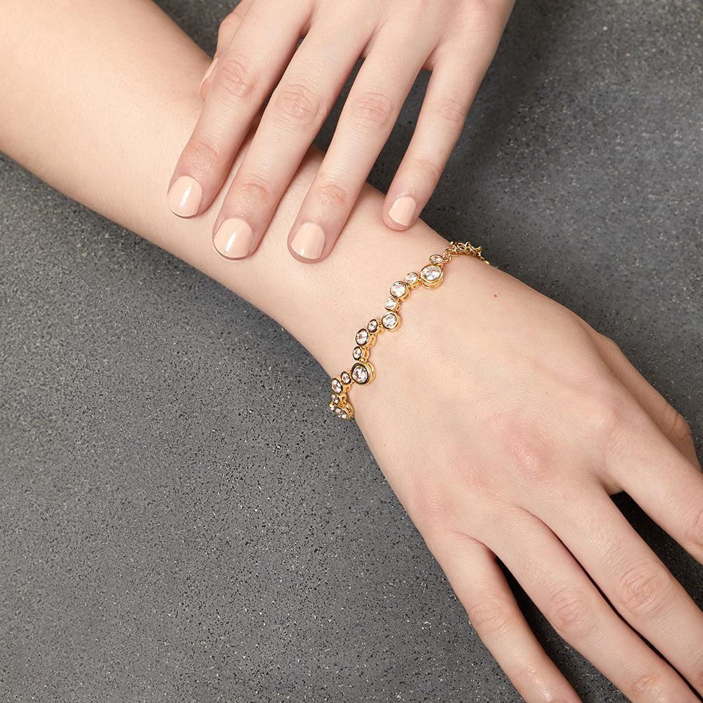 Yellow Gold Bubble Bracelet Set With Cubic Zirconia Stones-JOOLS by Jenny Brown