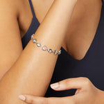 Load image into Gallery viewer, Sterling Silver Bracelet Set With  Circles of Silver And Brilliant Cut Cubic Zirconia Stones - JOOLS By Jenny Brown
