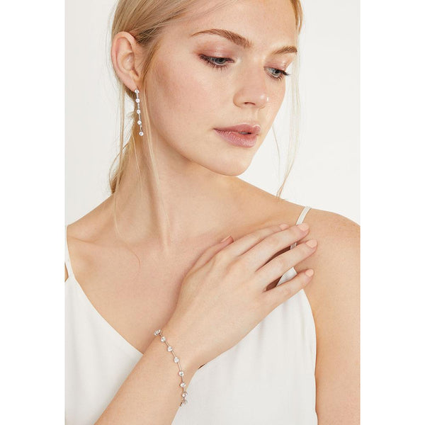 Sterling Silver Bracelet Featuring Silver Bars With 14 Brilliant Cut Cubic Zirconia Stones - JOOLS By Jenny Brown