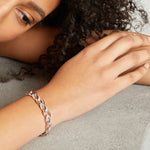 Load image into Gallery viewer, Sterling Silver Twisted Link Bracelet With Alternate Cubic Zirconia Set Links - JOOLS By Jenny Brown
