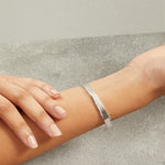 Load image into Gallery viewer, Sterling Silver Bangle Pave Set Cubic Zirconia With Overlapping StrandsBracelets - JOOLS By Jenny Brown
