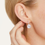Load image into Gallery viewer, Sterling Silver Halo Drop Stud  Earrings Featuring A Brilliant Cut Round 3.87 Carat  Cubic Zirconia And Stone Surround - JOOLS By Jenny Brown
