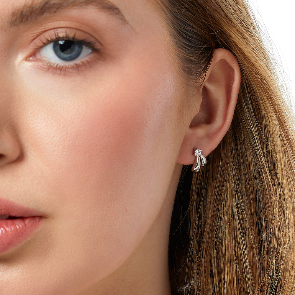 Sterling Silver Shooting Star Stud Earrings With Cubic Zirconia JOOLS by Jenny Brown