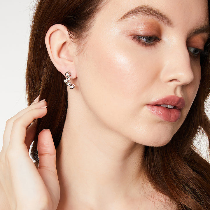 Sterling Silver Five Cubic Zirconia Bubble Drop Earrings