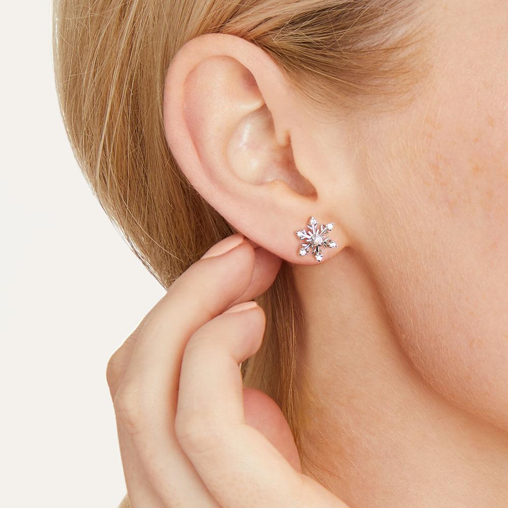 Sterling Silver Snowflake Stud Earrings Set with Cubic ZirconiaEarrings - JOOLS By Jenny Brown