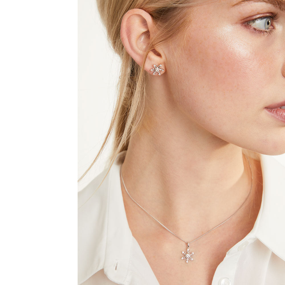 Sterling Silver Snowflake Stud Earrings