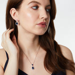 Load image into Gallery viewer, Sterling Silver Deep Blue Sapphire Cubic Zirconia Teardrop Earrings JOOLS by Jenny Brown
