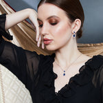 Load image into Gallery viewer, Sterling Silver Blue Sapphire Cubic Zirconia Teardrop Earrings - JOOLS by Jenny Brown
