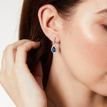 Load image into Gallery viewer, Sterling Silver Sapphire Blue Cubic Zirconia Halo Stud Earrings JOOLS by Jenny Brown
