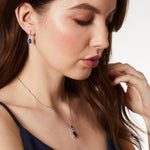 Load image into Gallery viewer, Sterling Silver Sapphire Blue Cubic Zirconia Halo Stud Earrings JOOLS by Jenny Brown
