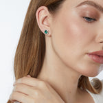 Load image into Gallery viewer, Sterling Silver Emerald Green Cubic Zirconia Cushion Cut Earrings Studs JOOLS by Jenny Brown
