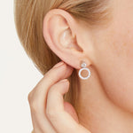 Load image into Gallery viewer, Sterling Silver Circle Pave Drop With Cubic Zirconia Bale JOOLS by Jenny Brown
