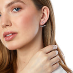 Load image into Gallery viewer, Sterling Silver  Jacket Earrings With  A Row Of  Cubic Zirconia Stones
