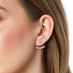 Load image into Gallery viewer, Sterling Silver  Jacket Earrings With  A Row Of  Cubic Zirconia Stones
