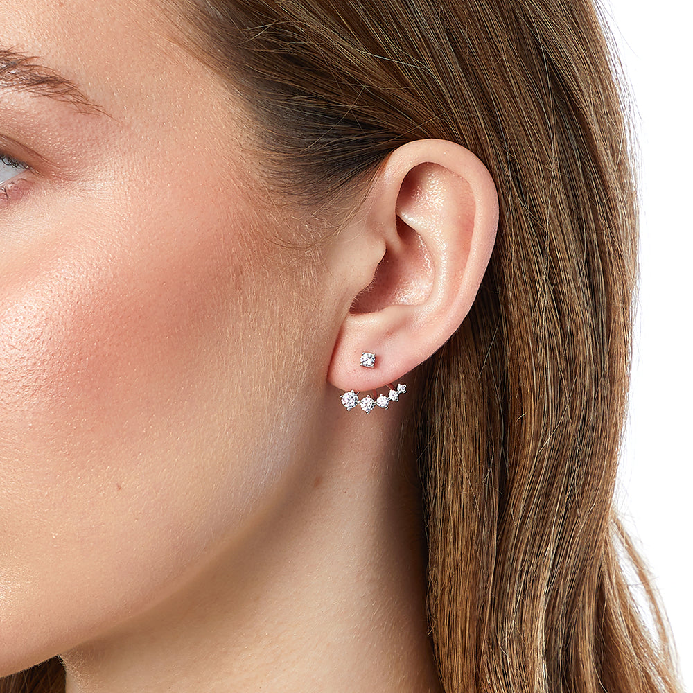 Sterling Silver Jacket Earrings With Solitaire Stud JOOLS by Jenny Brown