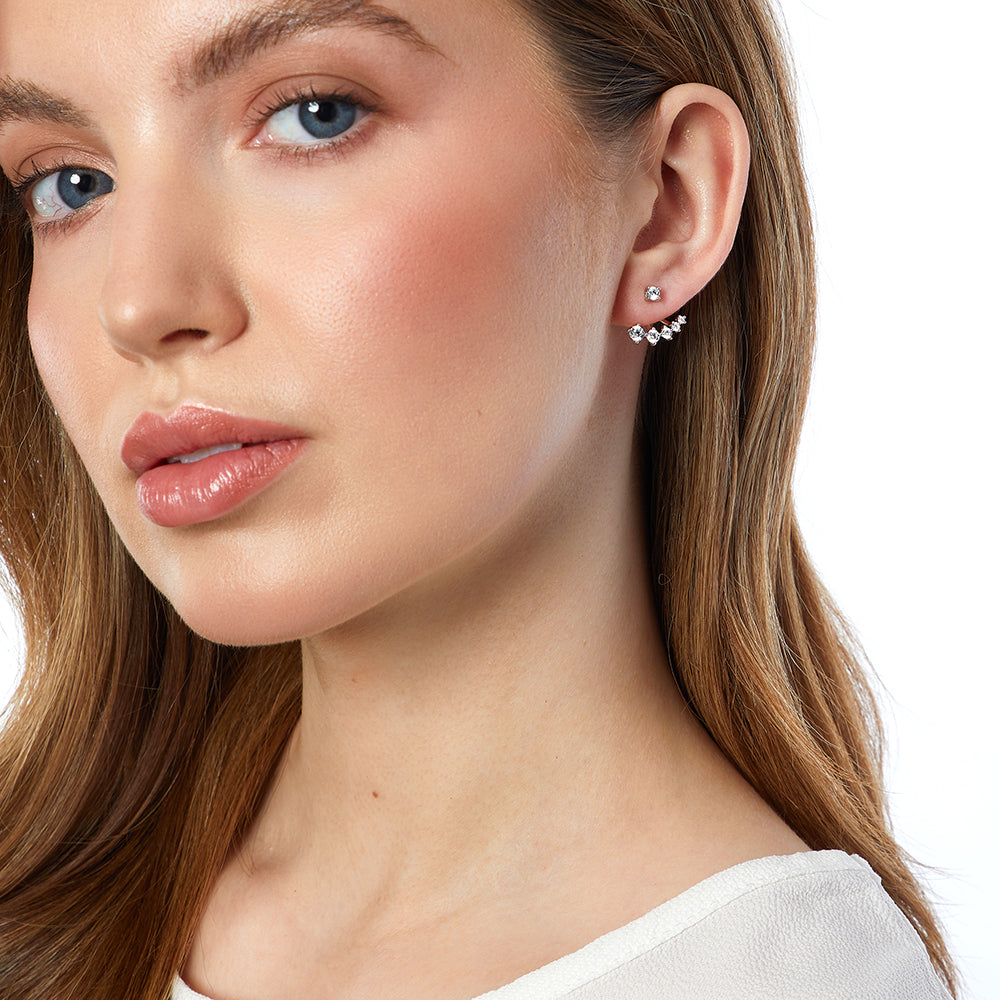 Sterling Silver Jacket Earrings With Solitaire Stud JOOLS by Jenny Brown