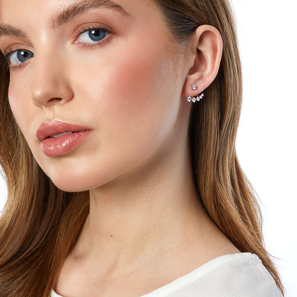 Sterling Silver Jacket Earrings With Solitaire Stud JOOLS by Jenny Brown