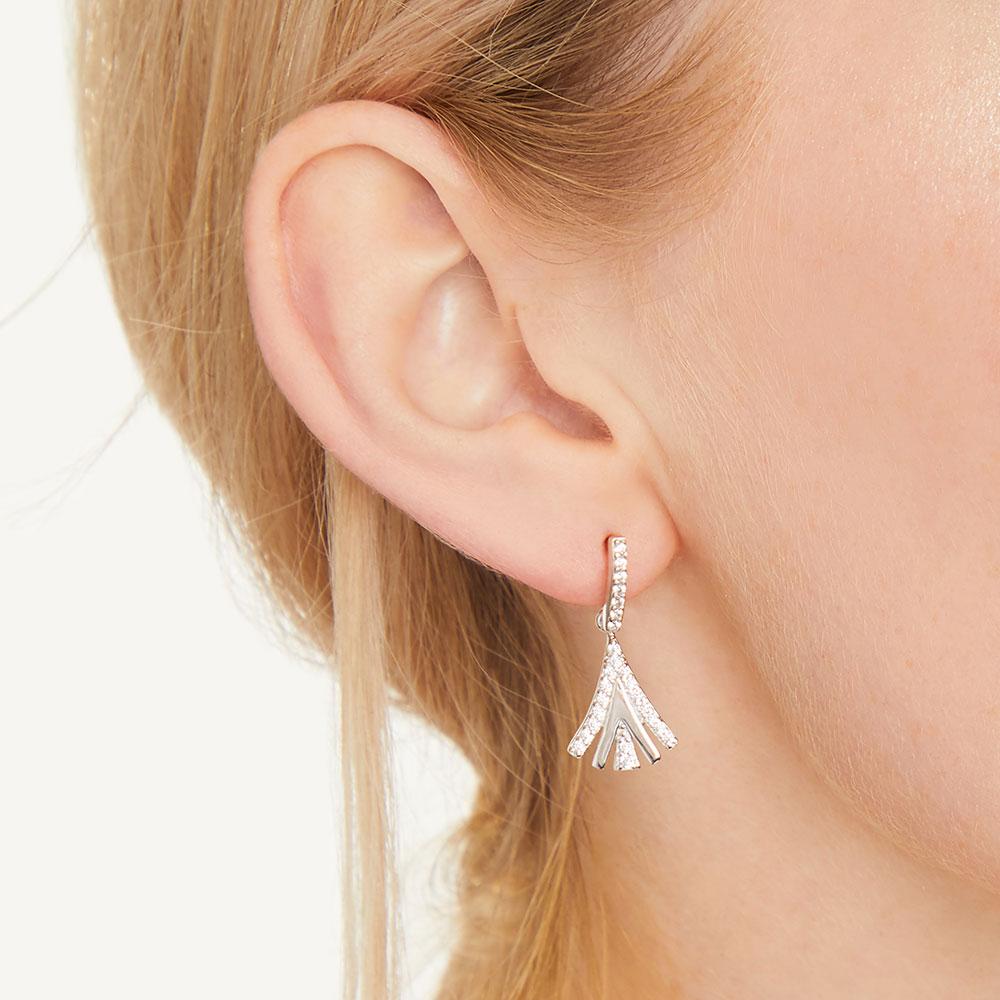 Sterling Silver Art Deco Inverted V Shape Drop Earrings Set With Pave Cubic Zirconia Stonesdrop earrings - JOOLS By Jenny Brown