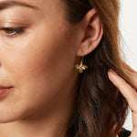 Load image into Gallery viewer, Yellow Gold  Bee Drop Earrings With Black Cubic Zirconias JOOLS by Jenny Brown
