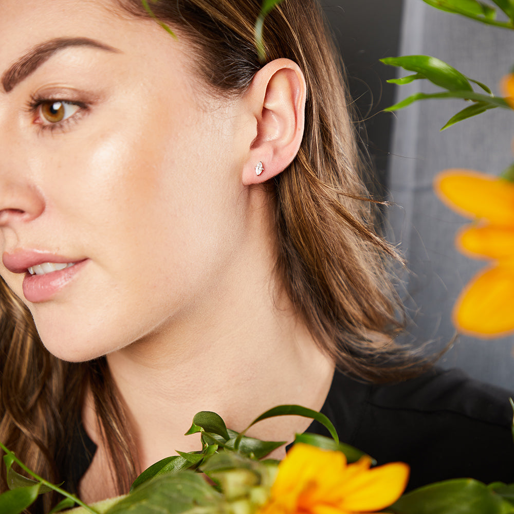 Sterling Silver And 3x6mm Marquise Cubic Zirconia Stud Earrings JOOLS by Jenny Brown