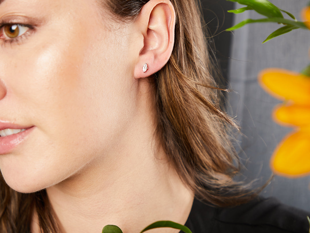 Sterling Silver 3x6mm Marquise Cubic Zirconia Stud Earrings