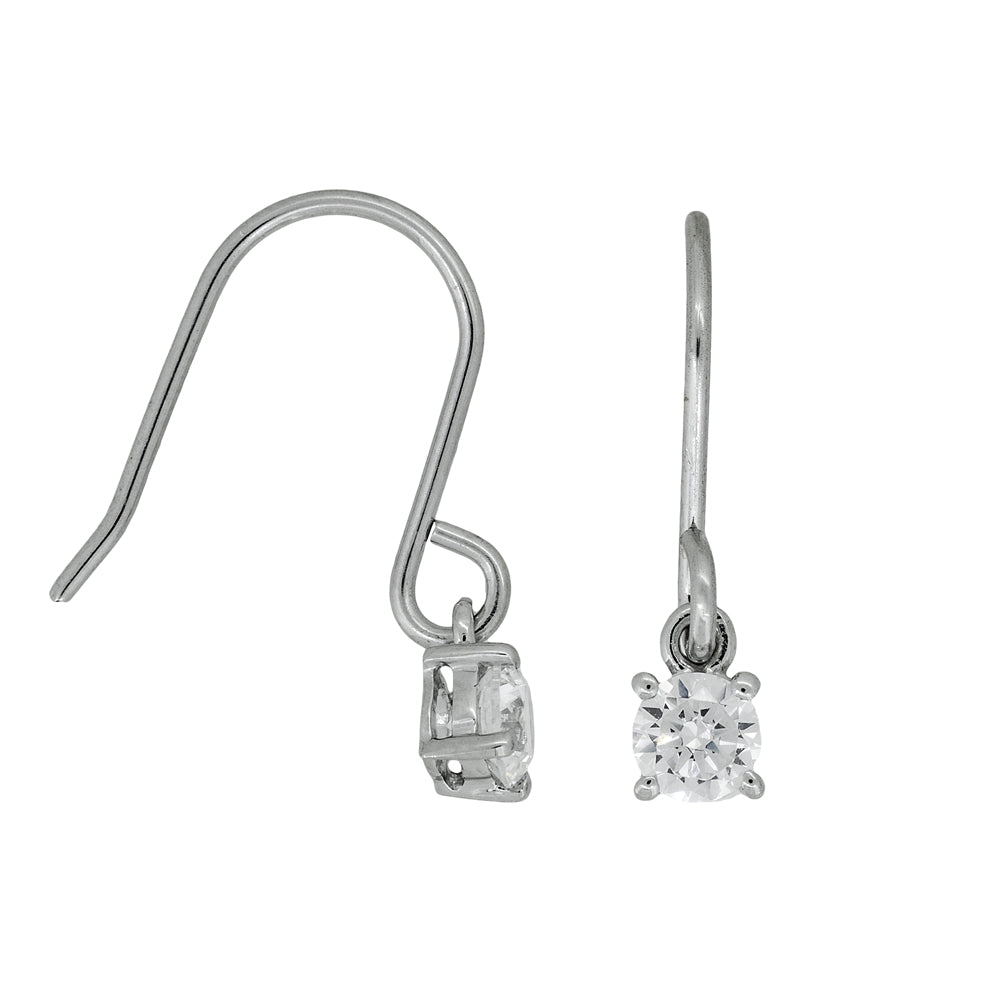 Sterling Silver Solitaire Fishhook  Earrings