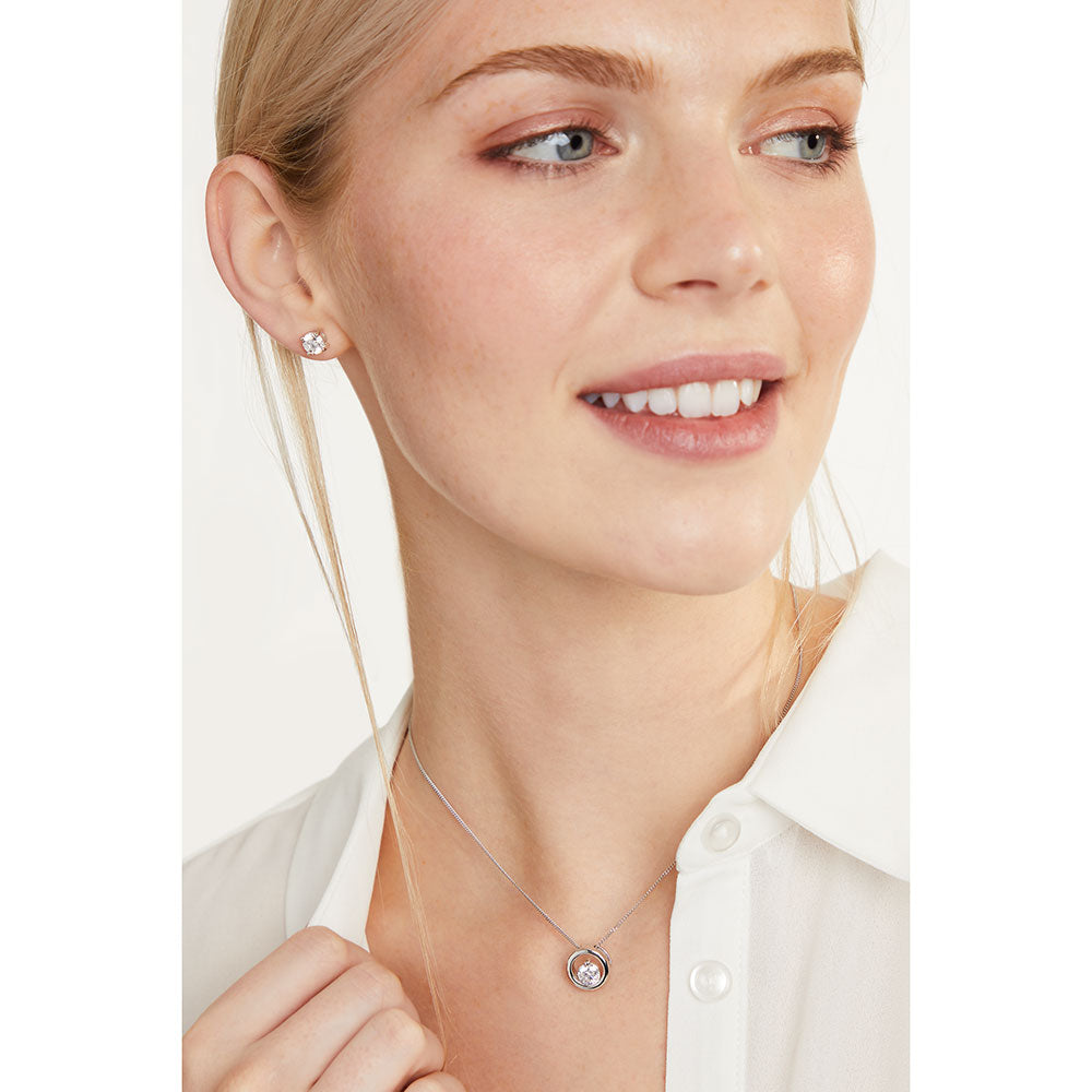 STERLING SILVER SOLITAIRE STUD EARRINGS - SET WITH A 0.5 CARAT BRILLIANT ROUND CUBIC ZIRCONIA STONE- PLATINUM FINISHEDEarrings - JOOLS By Jenny Brown