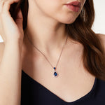 Load image into Gallery viewer, Sterling Silver Suspended Sapphire Blue Zirconia Halo Pendant- JOOLS by Jenny Brown
