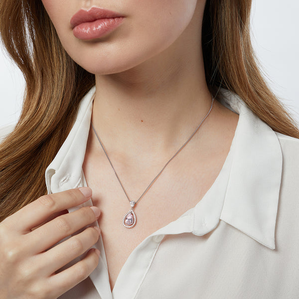 Sterling Silver Light Pink Zirconia Teardrop Pendant Set With A Teardrop Bale Pendant - JOOLS By Jenny Brown