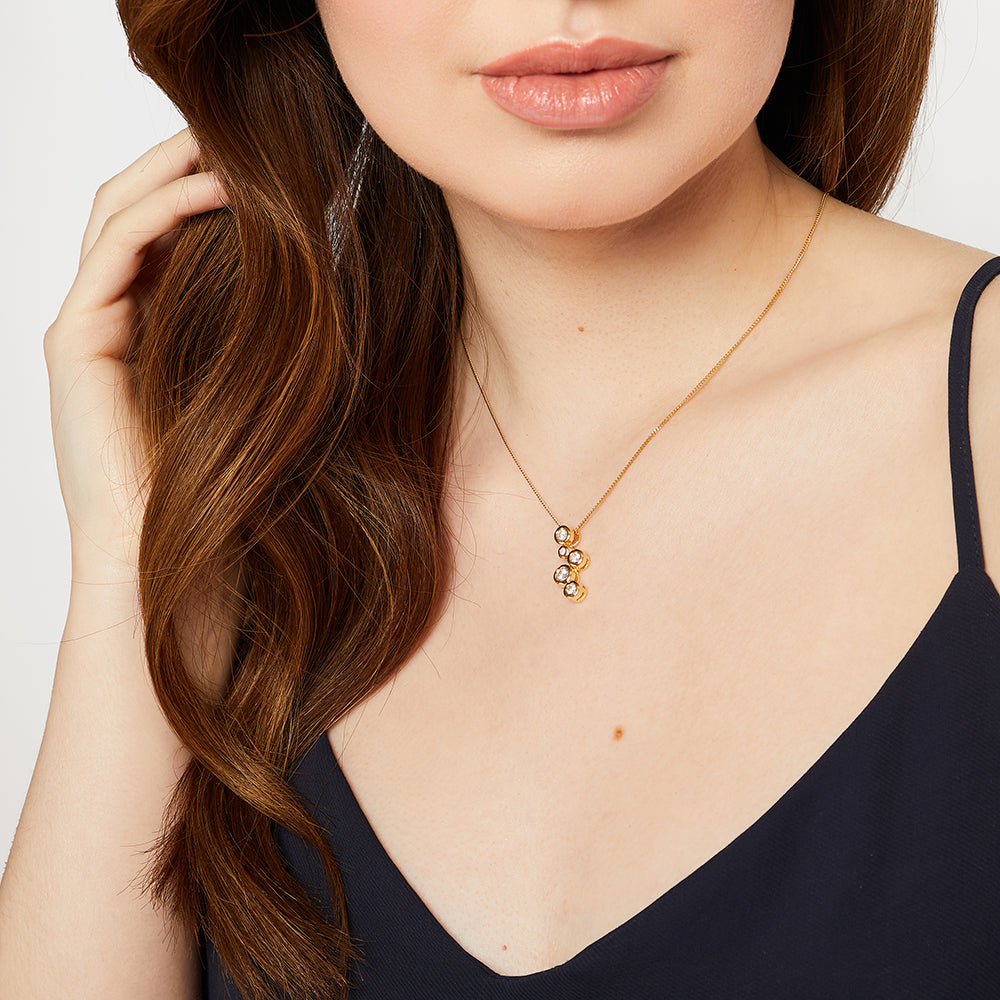 Sterling Silver Yellow Gold Bubble Pendant With Cubic Zirconia Stones-JOOLS by Jenny Brown