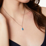 Load image into Gallery viewer, Sterling Silver Ocean Blue Turquoise Zirconia Teardrop Pendant - JOOLS By Jenny Brown

