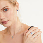 Load image into Gallery viewer, Sterling Silver Sapphire  Blue Halo Necklace
