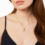 Load image into Gallery viewer, Yellow Gold Four Stone Bubble Drop Pendant With Cubic Zirconia&#39;s-JOOLS by Jenny Brown
