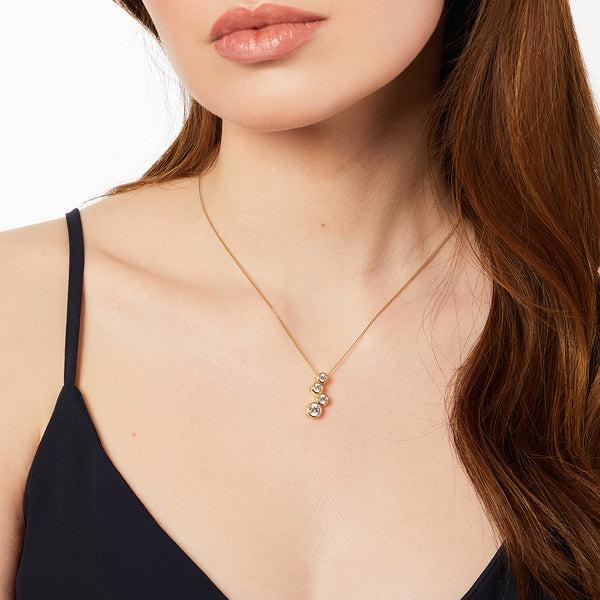 Yellow Gold Four Stone Bubble Drop Pendant With Cubic Zirconia's-JOOLS by Jenny Brown