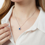 Load image into Gallery viewer, Sterling Silver Blue Halo Style Square Pendant JOOLS by Jenny Brown
