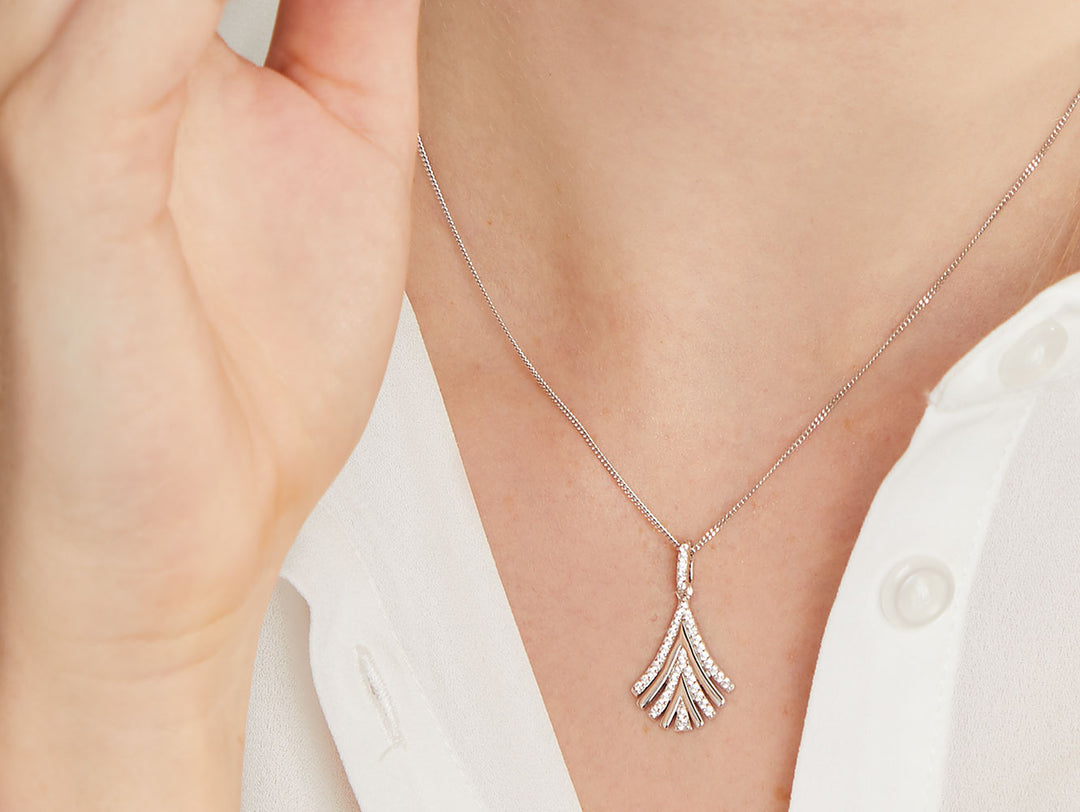 Sterling Silver Art Deco  Fan Pendant