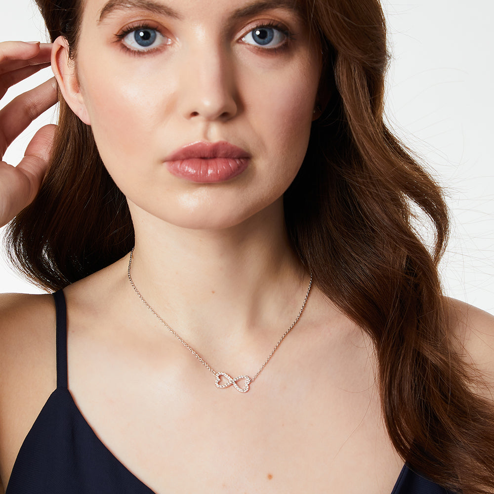 Sterling Silver Cubic Zirconia Infinity Open Heart Necklace - JOOLS By Jenny Brown