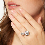 Load image into Gallery viewer, Sterling Silver Open Shank Ring With Two Cubic Zirconia Stones 8 Carat Total- JOOLS By Jenny Brown
