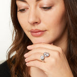 Load image into Gallery viewer, Sterling Silver Open Shank Ring With Two Cubic Zirconia Stones 8 Carat Total- JOOLS By Jenny Brown
