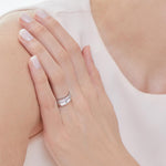 Load image into Gallery viewer, Sterling Silver And Cubic Zirconia Ring  Band  Rail Set - JOOLS By Jenny Brown
