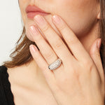 Load image into Gallery viewer, Sterling Silver Dome Ring Scattered Cubic Zirconia Stones - JOOLS By Jenny Brown
