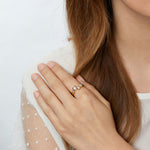 Load image into Gallery viewer, Yellow Gold  Bubble Ring Set With 4 White Zirconia Stones-JOOLS by Jenny Brown
