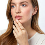 Load image into Gallery viewer, Yellow Gold  Bubble Ring Set With 4 White Zirconia Stones-JOOLS by Jenny Brown
