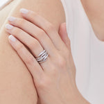 Load image into Gallery viewer, Sterling Silver Open Band Ring Set With Round Cubic Zirconia StonesRings - JOOLS By Jenny Brown
