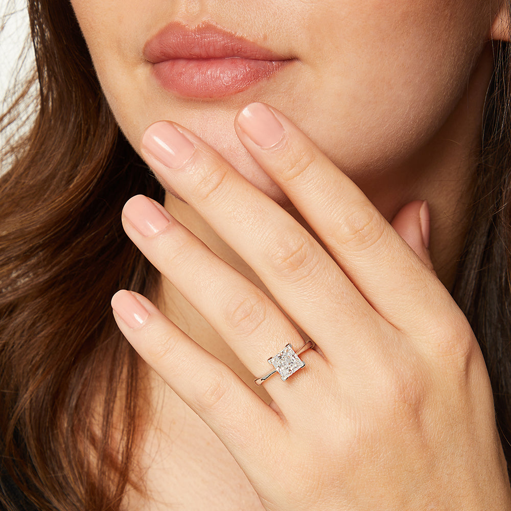 STERLING SILVER  TWO CARAT PRINCESS CUT SQUARE SOLITAIRE Ring - JOOLS By Jenny Brown