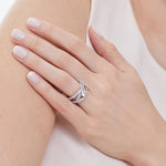 Load image into Gallery viewer, Sterling Silver Ring Triple Band Set With A One Carat Cubic Zirconia Centre - JOOLS By Jenny Brown
