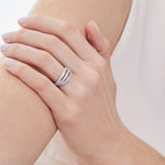 Load image into Gallery viewer, Sterling Silver Triple Open Band Set With Cubic Zirconia Stone Ring - JOOLS By Jenny Brown
