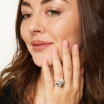 Load image into Gallery viewer, Sterling Silver Crossover Ring Set With Polished And Stone Set Sides - JOOLS By Jenny Brown
