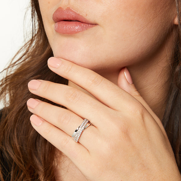 Sterling Silver Twisted Double Band Ring - JOOLS By Jenny Brown